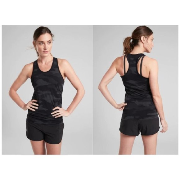 Athleta Tops - Athleta Speedlight Tank Top Black Camo Racerback Seamless Womens Small